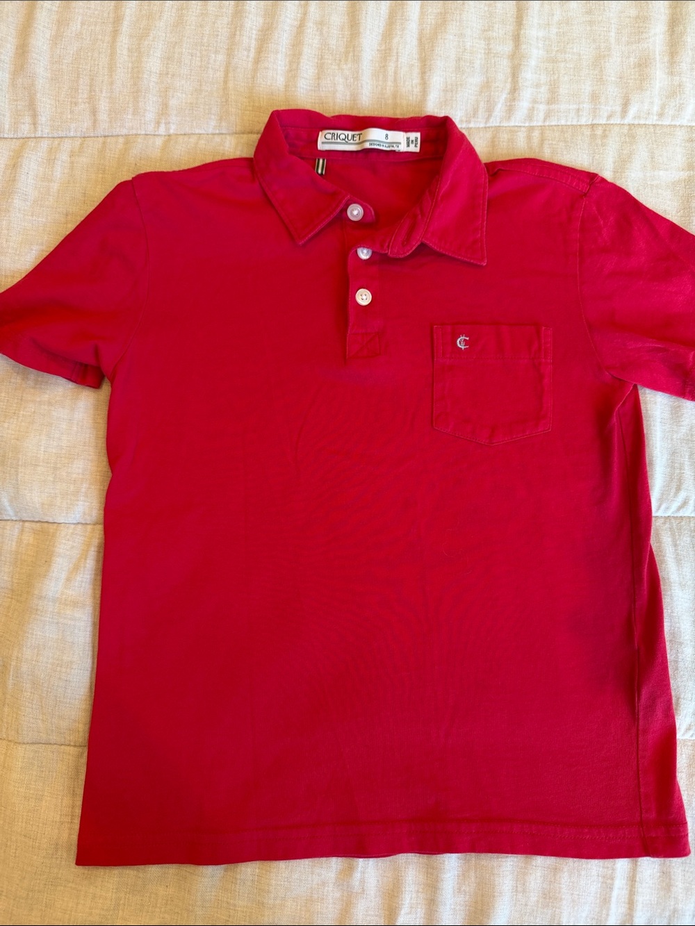 Boys Criquet Cherry Red Polo Shirt with Pocket